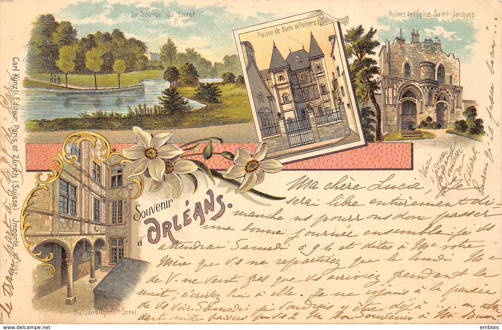 45 ORLEANS -Souvenir D' Orléans- Style Guiss Carl Künzli.Editeur,Paris.1899 - Orleans