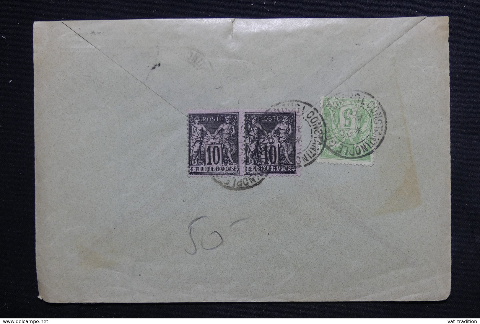 FRANCE - Enveloppe Commerciale De Constantinople Pour Paris En 1899 , Affranchissement Sages Au Verso - L 23425 - 1849-1876: Période Classique