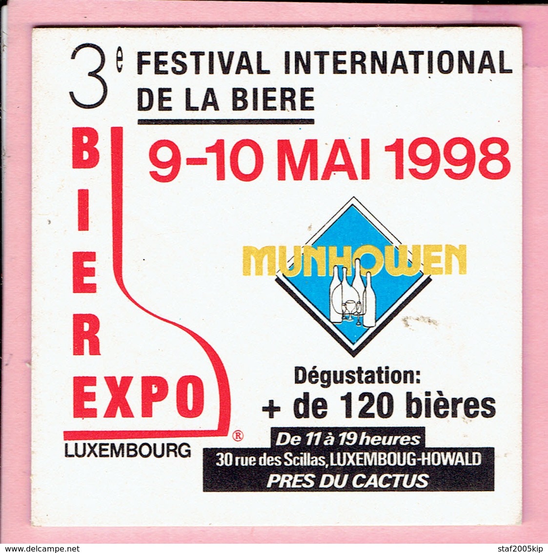 Bierviltje - 3° Bierexpo Luxembourg - 1998 - Munhowen - Howald - Sous-bocks