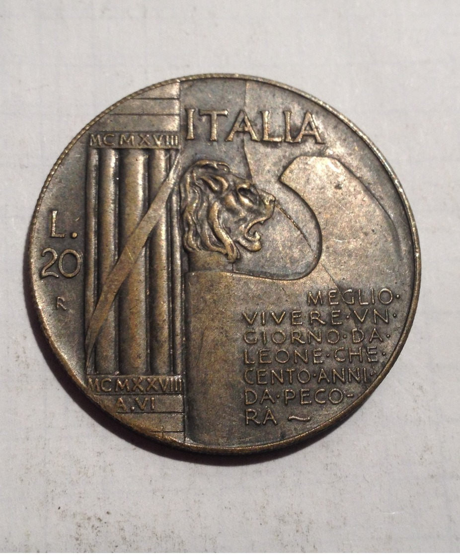 TOKEN GETTONE JETON MEDAGLIA MUSSOLINI 1945 LIRE 20 - Monétaires/De Nécessité