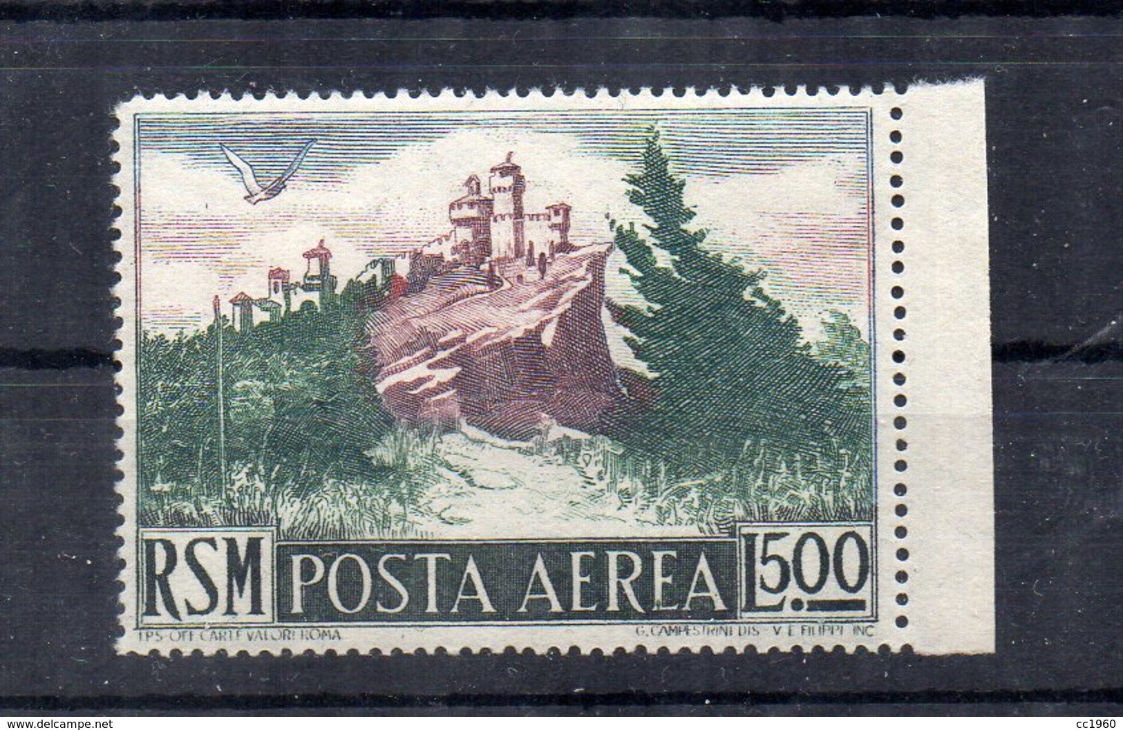 San Marino - 1950 -Vedute - Posta Aerea - Lire 500 - Con Bordo Di Foglio - Nuovo ** - Vedi Foto - (FDC14253) - Posta Aerea