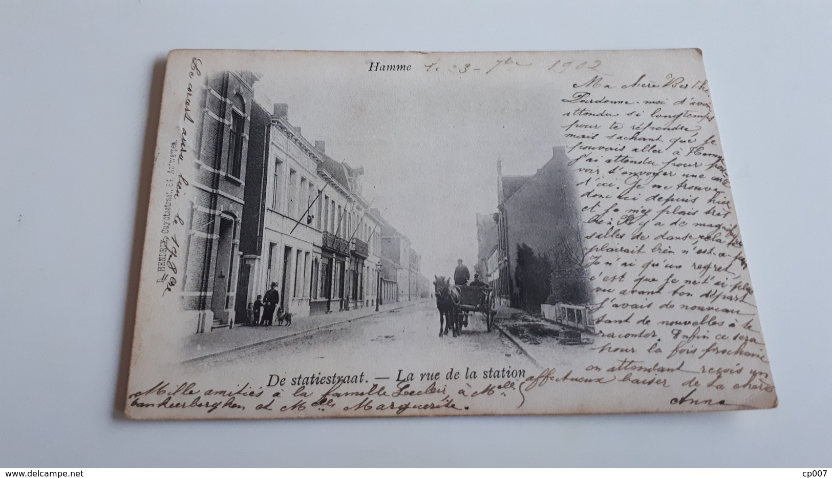 *HAMME  De Stationstraat -La Rue De La Station ( Attelage) Oblitéré En 1902 - Hamme