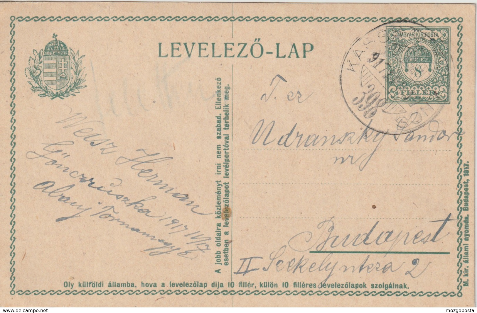 Ungarn Karte Mit Bahnpoststempel /  Railway / TPO "398 Kassa-Szerencs" - Lettres & Documents