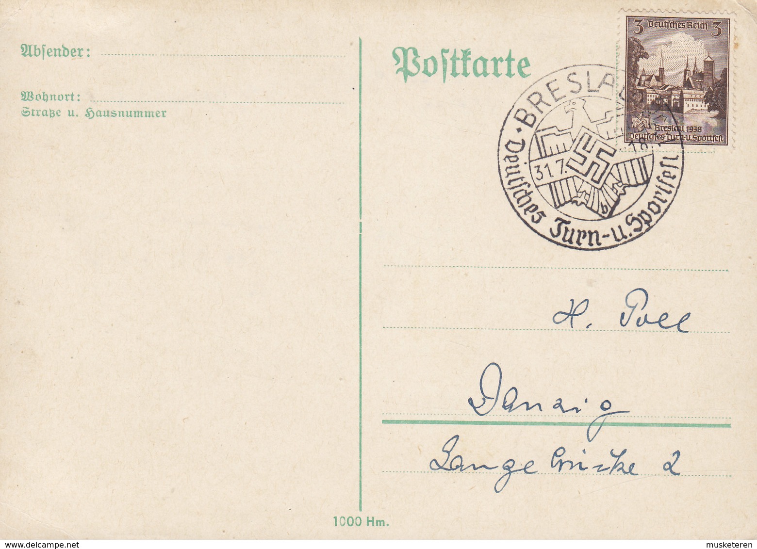 Poland Vorläufer Deutsches Reich Sonderstempel BRESLAU Deutsches Turn- U. Sportfest 1931 Card Karte - Briefe U. Dokumente