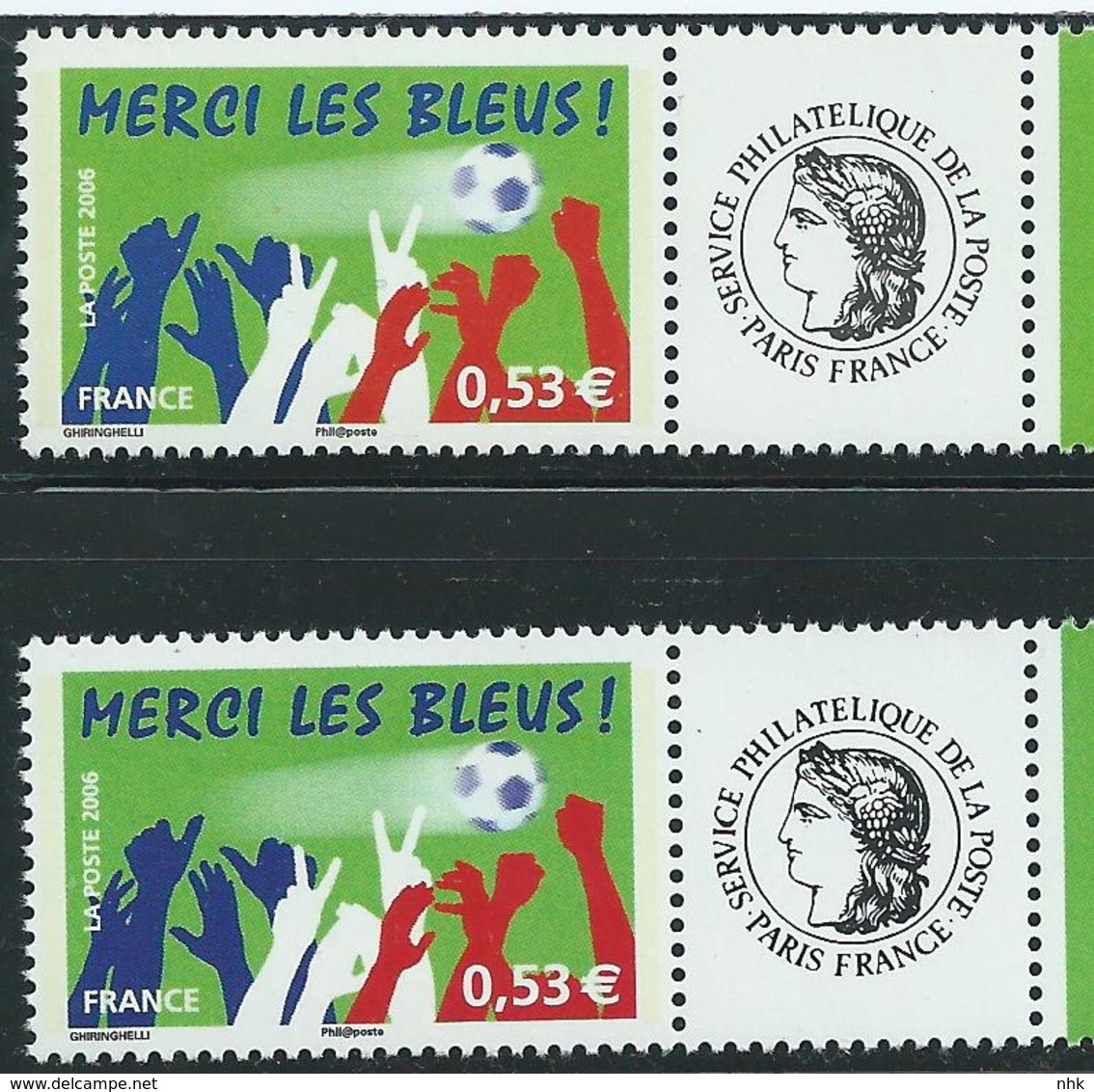 [29] Variété :  N° 3936A Personnalisés Merci Les Bleus Bleu Au Lieu De Violet + Normal  ** - Neufs