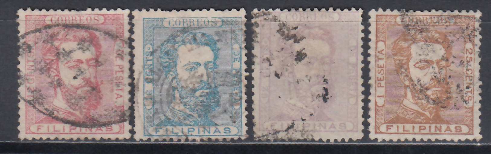 1872, Edifil Nº 25, 26, 28, 29, - Philippines