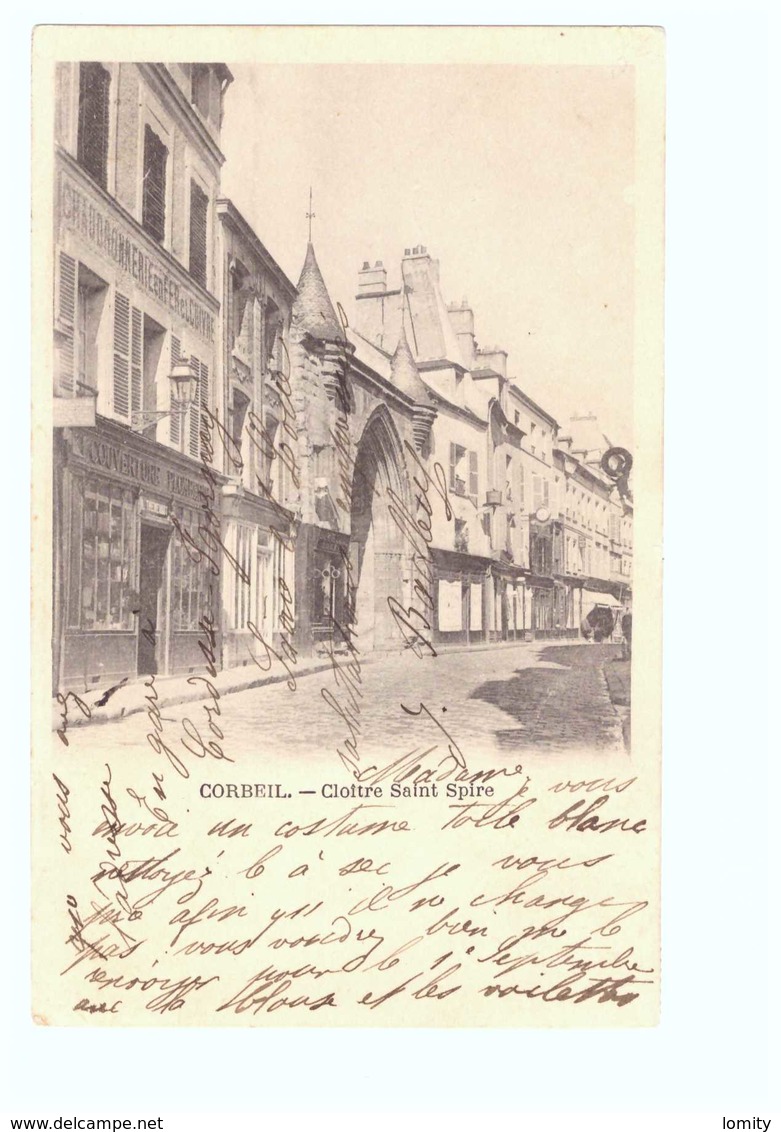 91 Corbeil Cloitre Saint Spire Cpa Cachet Convoyeur Autun à Avallon 1902 Sur Type Mouchon - Corbeil Essonnes