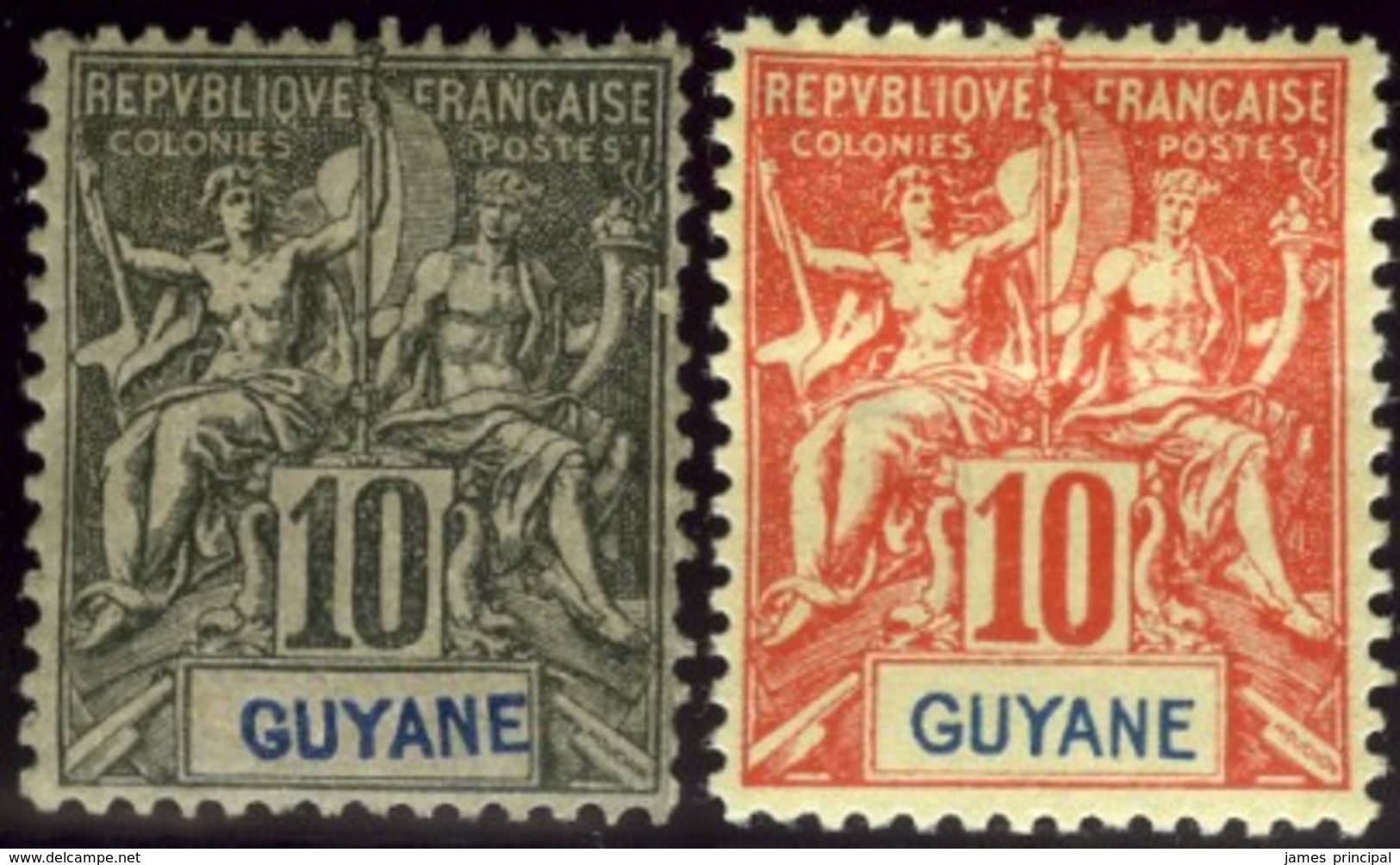 French Guiana. Sc #37-38. Unused. * - Unused Stamps