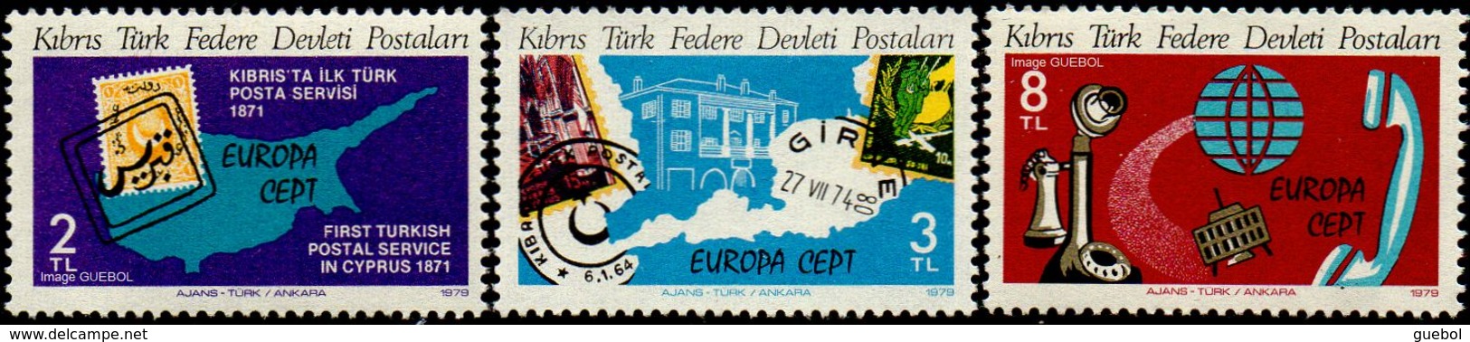 CEPT / Europa 1979 Turquie Adm. Chypre N° 61 à 63 ** Histoires Postales - 1979