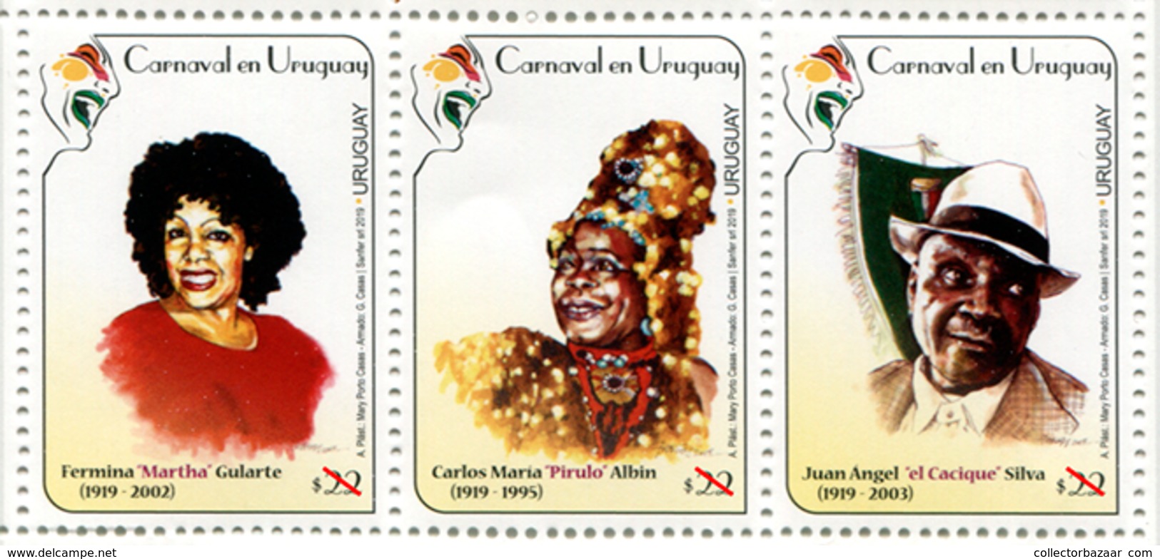 Ethnic Black African America Candombe Dance Music Uruguay Carnival Stamp New Issue 2019 - Baile