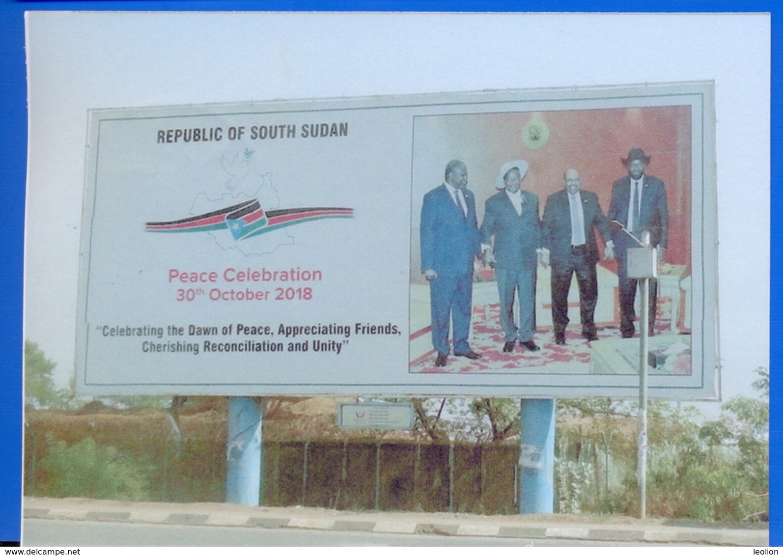 Südsudan SOUTH SUDAN Postcard Signboard Near Juba Airport, Mint, Locally Published Soudan Du Sud #3 - Soedan