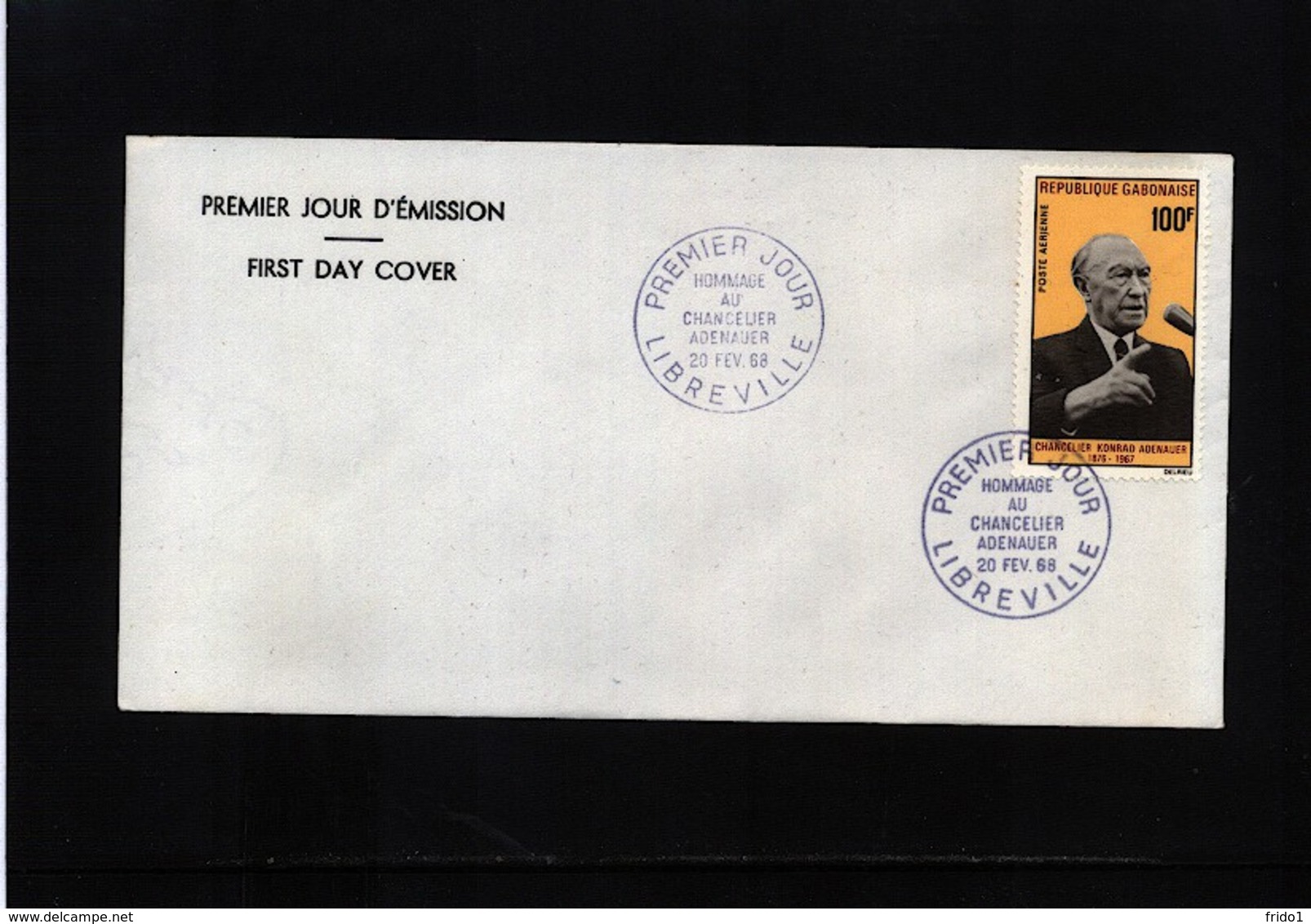 Gabon 1968 Konrad Adenauer FDC - Europäischer Gedanke