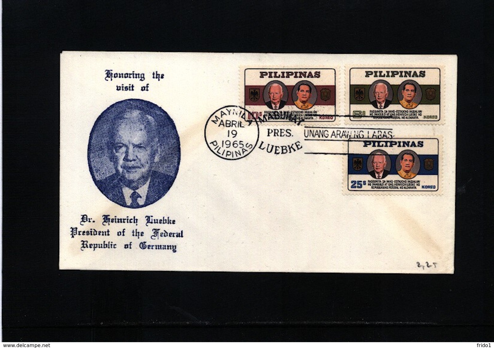 Philippines 1965 Visit Of German President Heinrich Lubke FDC - Philippinen