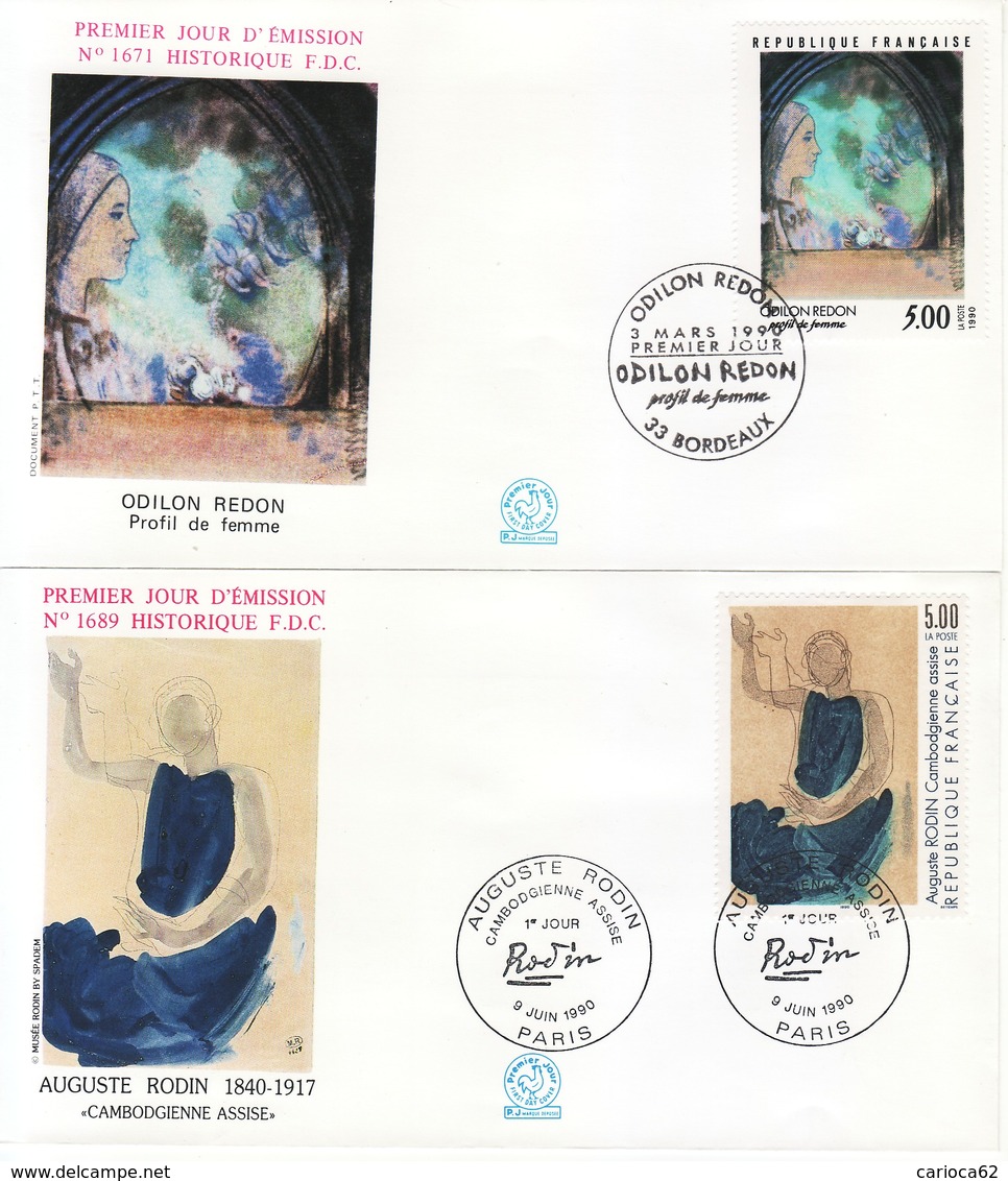 1990 - FRANCIA 2 FDC OPERE D' ARTE VEDI++++ - 1990-1999