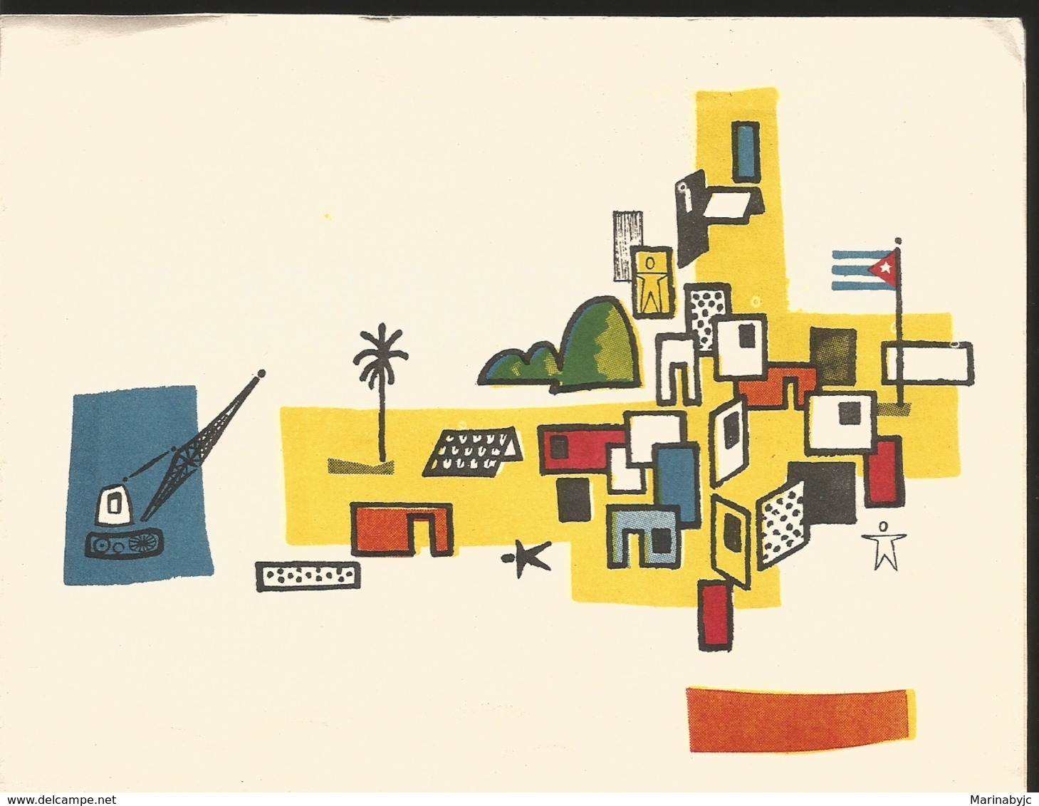 J) 1964 CUBA-CARIBE, PAINTING OF HOUSES, XF - Covers & Documents