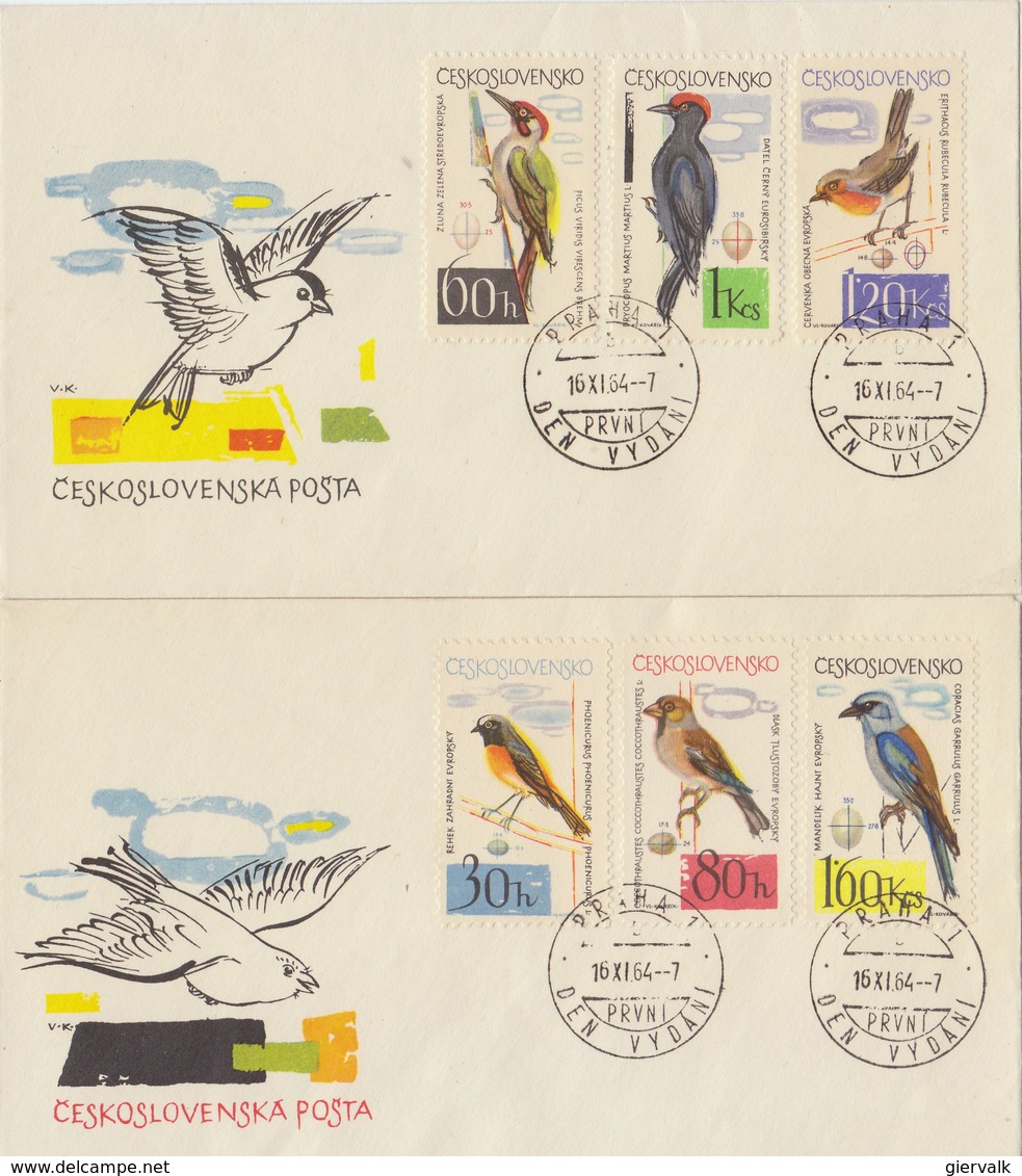 CZECHOSLOVAKIA 1964 FDC (2) With Woodpeckers + Other Birds.BARGAIN.!! - Piciformes (pájaros Carpinteros)