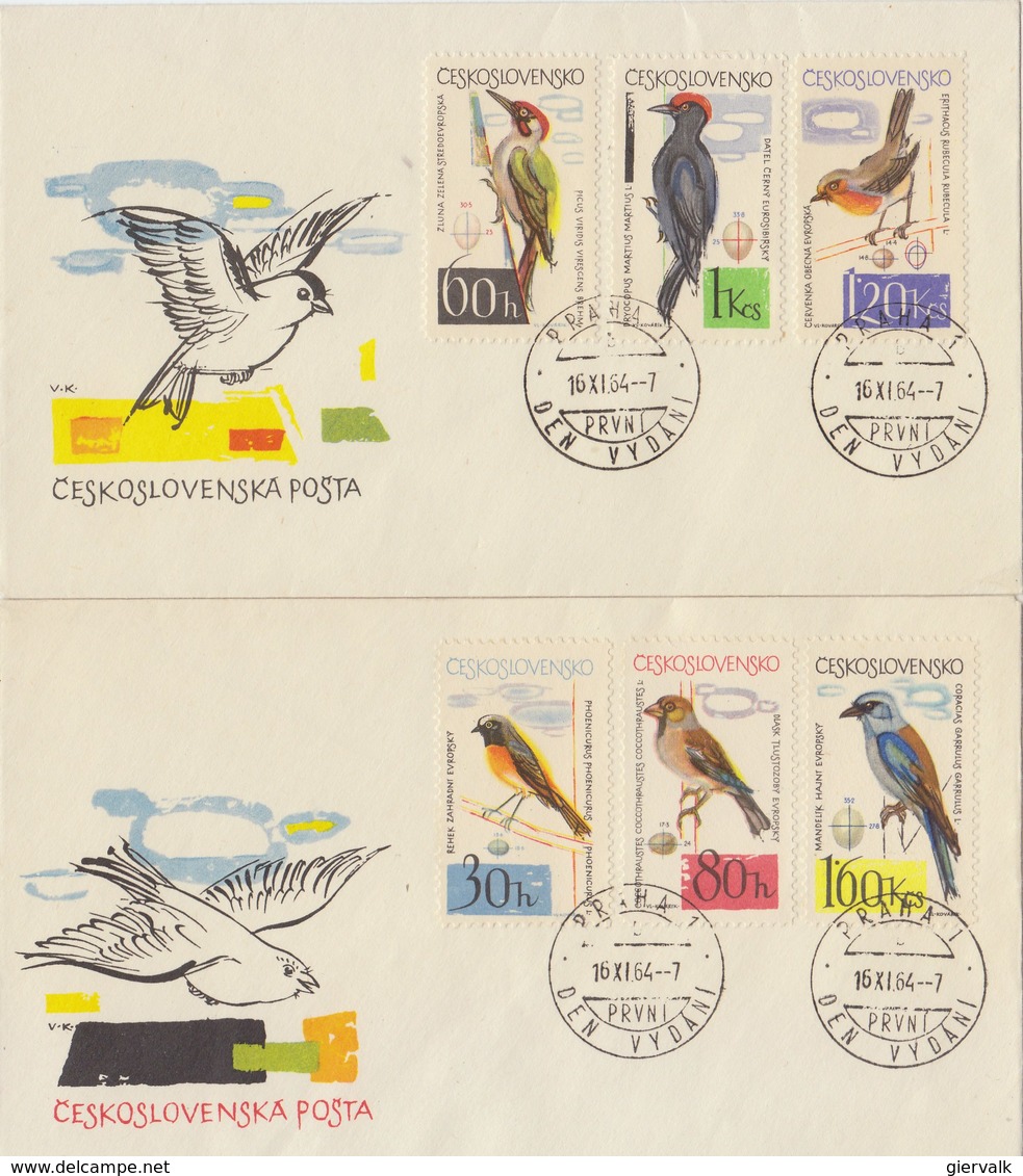 CZECHOSLOVAKIA 1964 FDC (2) With Woodpeckers + Other Birds.BARGAIN.!! - Spechten En Klimvogels