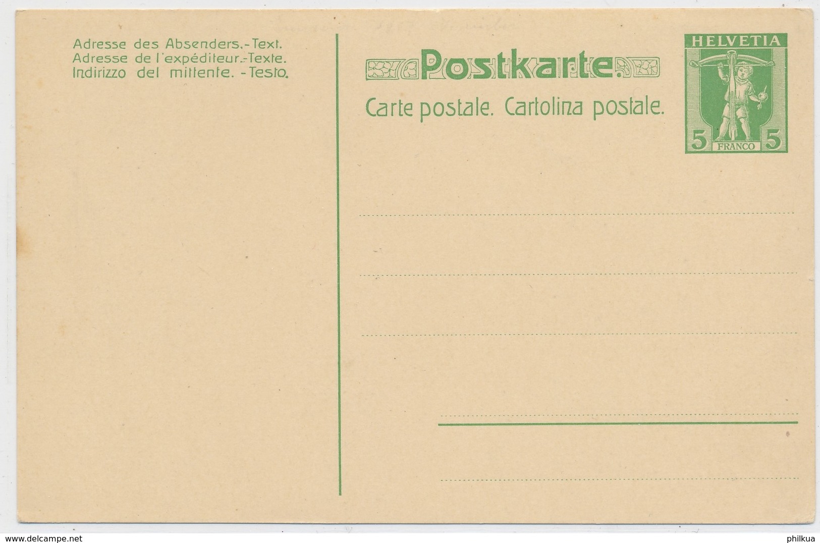 P34 - 1907 - Schweiz - Postkarte 5 Rappen - Unbeschrieben Und Ungelaufen - Enteros Postales