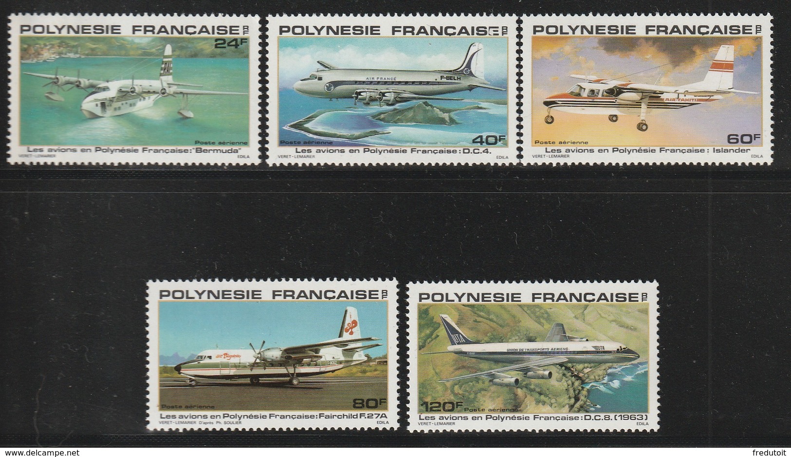 POLYNESIE - Poste Aérienne - PA N° 148/152 ** (1979) Avions - Neufs