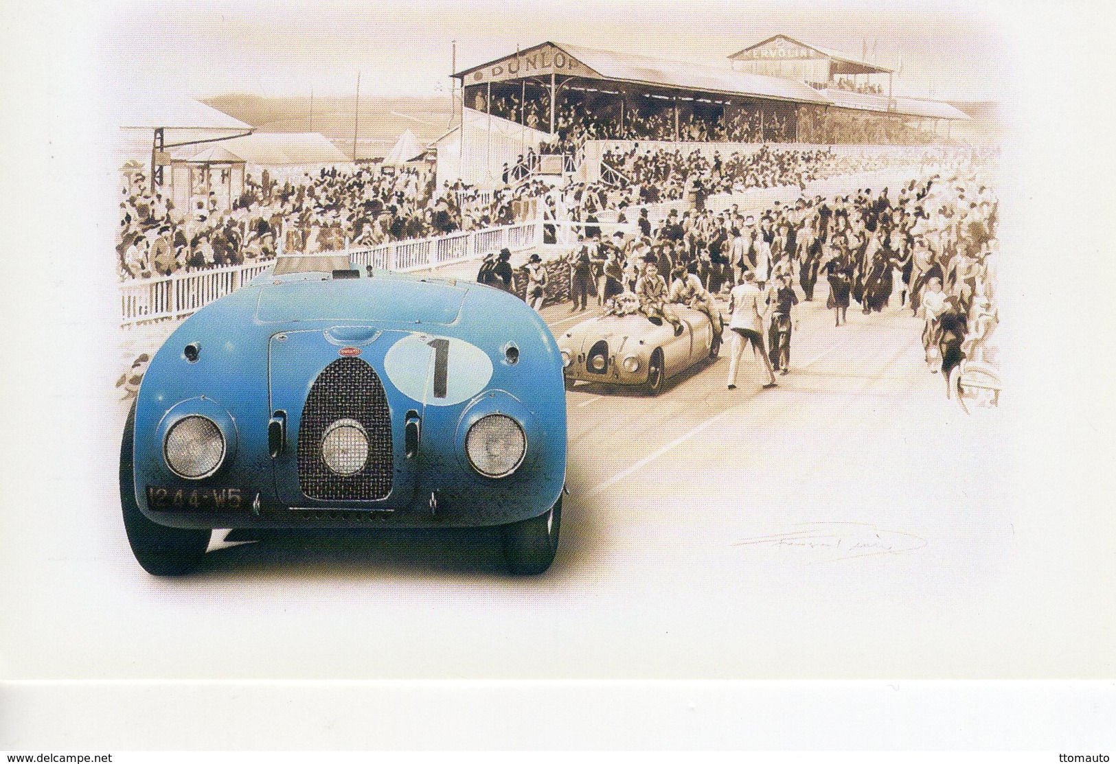 Bugatti Type 57G - 24 Heures Du Mans 1939 - Pilote: Jean-Pierre Wimille - Tableau De Francois Bruere (Art Card)  -  CPM - Le Mans