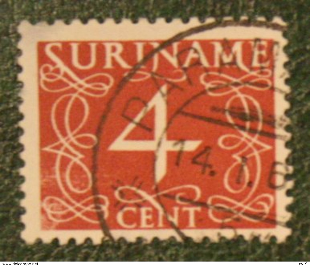 4 Ct Cijfer Krimpen  NVPH 254 Mi 288 1948-1951 Used / Gestempeld  SURINAME / SURINAM - Surinam ... - 1975