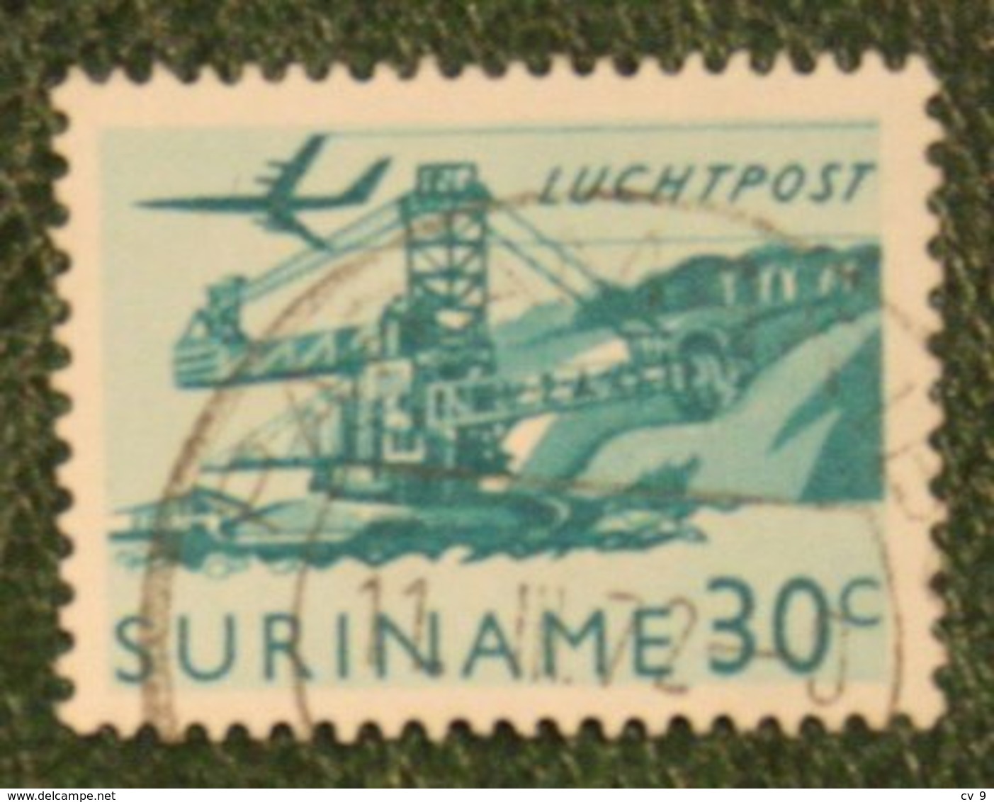 30 Ct Luchtpostzegel Airmail Airplane NVPH Nr: LP39 LP 39 1965 Used / Gestempeld SURINAME / SURINAM - Surinam ... - 1975