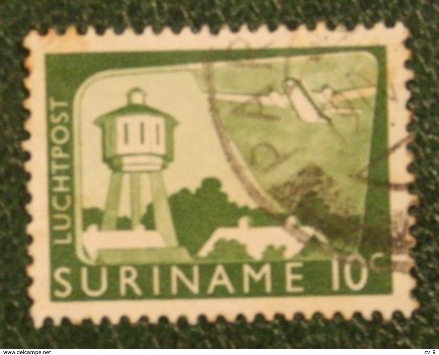 10 Ct Luchtpostzegel Airmail Airplane NVPH Nr: LP35 LP 35 1965 Used / Gestempeld SURINAME / SURINAM - Surinam ... - 1975