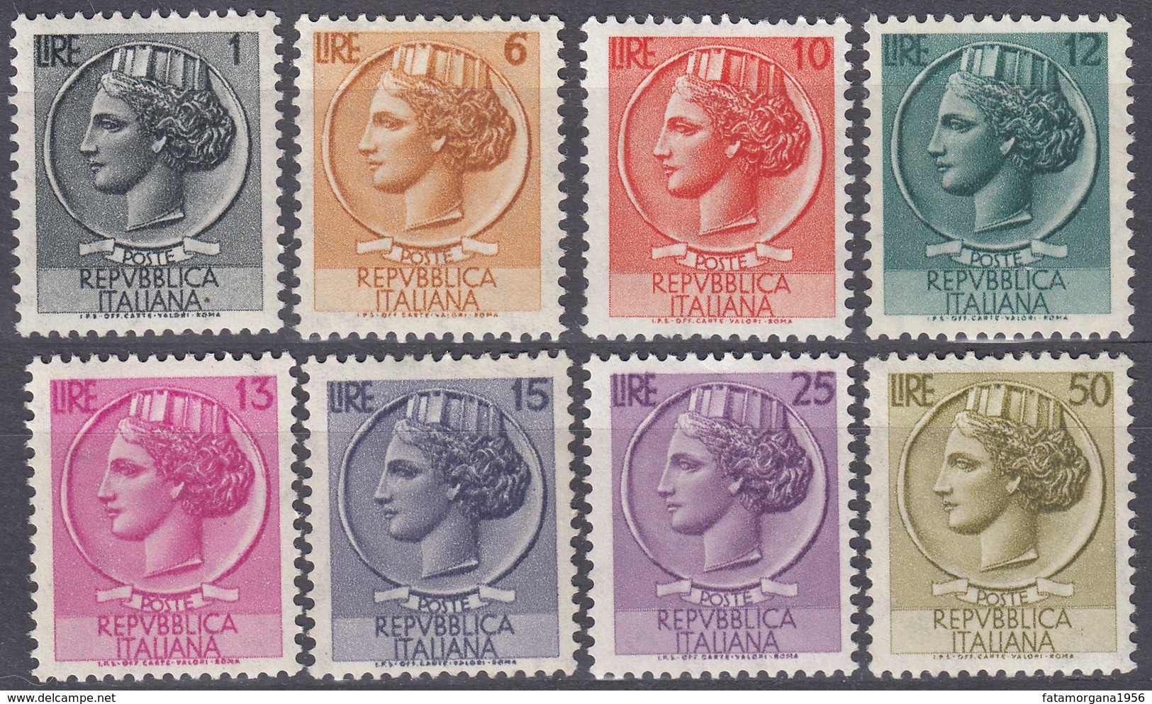 ITALIA - 1955/1960 - Lotto Di 8 Valori Nuovi MNH: Yvert 709B, 710A, 711, 712, 713, 714, 716 E 717B. - 1946-60: Nuovi
