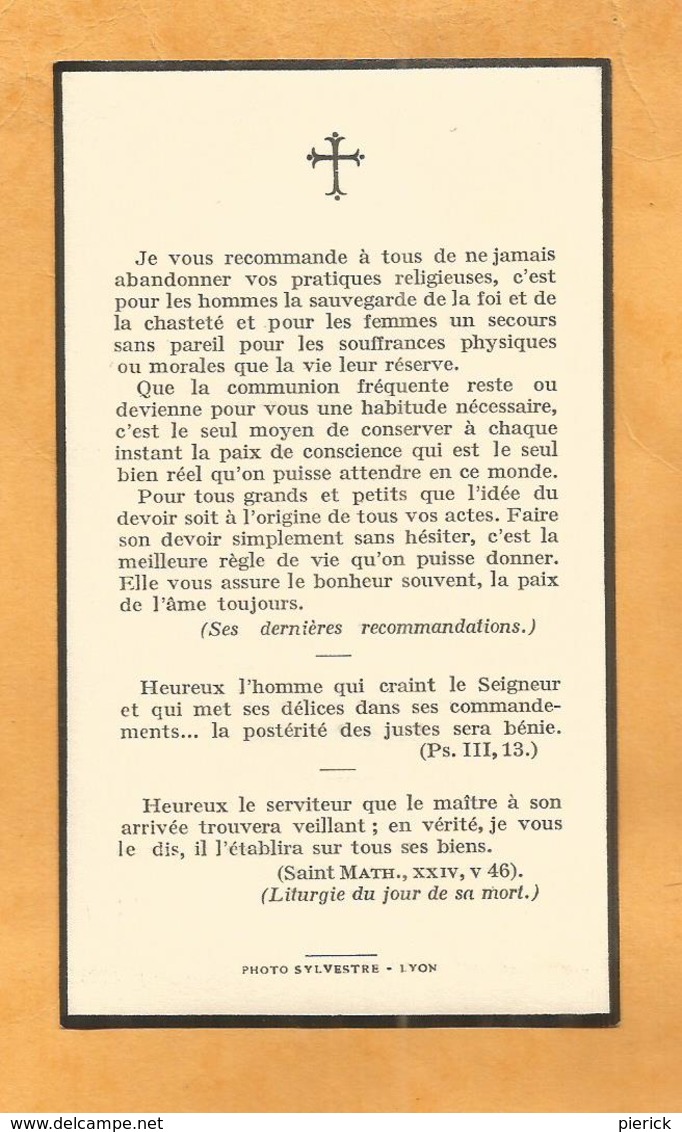 GENEALOGIE FAIRE PART DECES CARTE MEMOIRE  LOUIS FRANCOIS REGIS DE SORAS 1944 - Décès