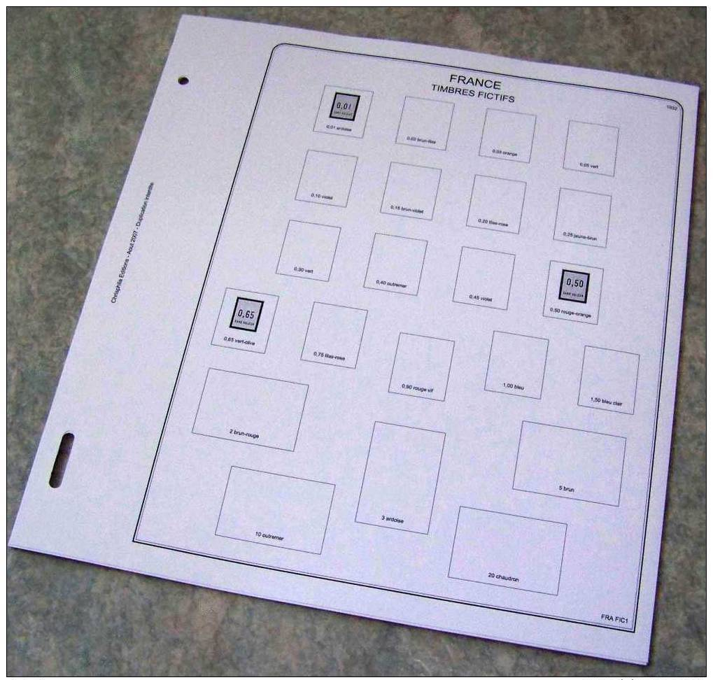 Feuilles Album FRANCE FICTIFS (13 Feuilles) Avec Page De Garde (Qualité Professionnelle) - Pré-Imprimés