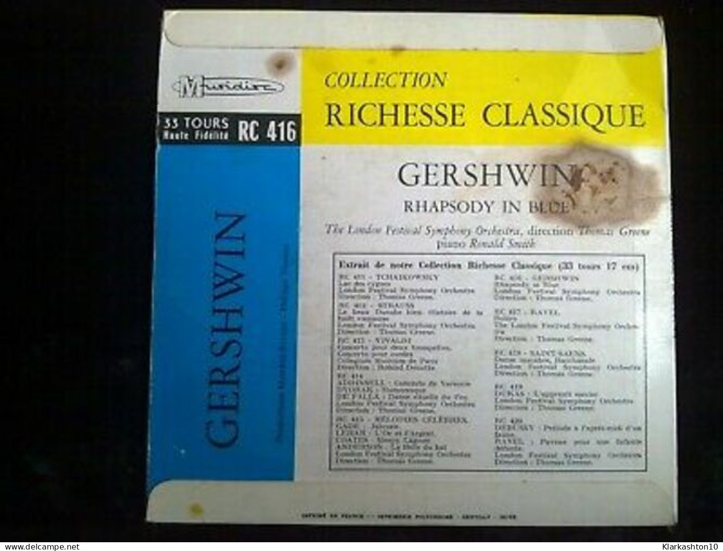 Gershwin Rhapsody In Blue 33T RC 416 - Unclassified