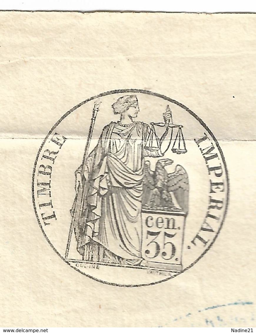 014. LAC N°14 Bleu Laiteux - Ecrite à Charbonnière - Càd Autun (SÂONE & LOIRE) - TIMBRE IMPERIAL 35cts - 1854-2 - 1849-1876: Klassik