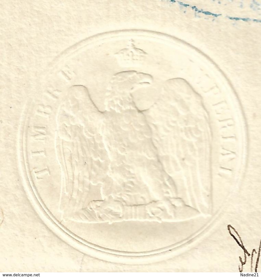 014. LAC N°14 Bleu Laiteux - Ecrite à Charbonnière - Càd Autun (SÂONE & LOIRE) - TIMBRE IMPERIAL 35cts - 1854-2 - 1849-1876: Klassik