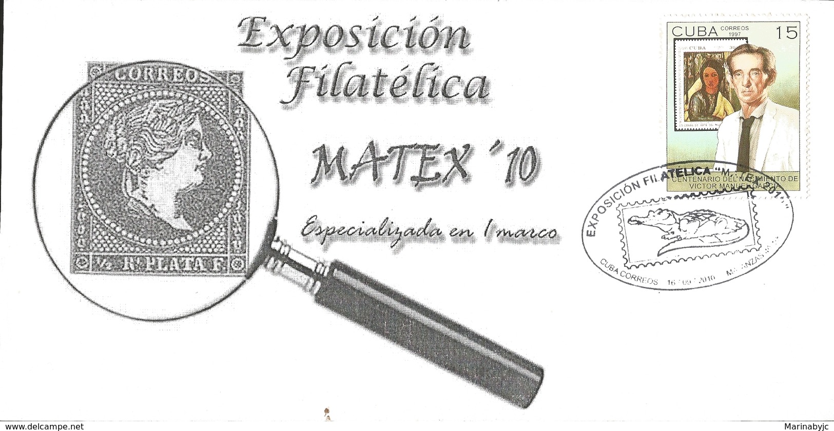 J) 2010 CUBA-CARIBE, PHILATELIC EXHIBITION, MATEX, SPECIALIZED IN A FRAMEWORK, CENTENARY OF THE BIRTH OF VICTOR - Lettres & Documents