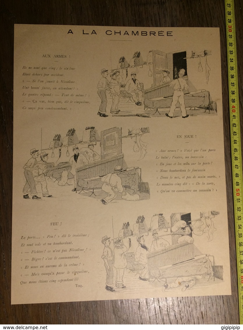 DOCUMENT 1897 A LA CHAMBREE AUX ARMES DESSIN DE TOQ - Collections