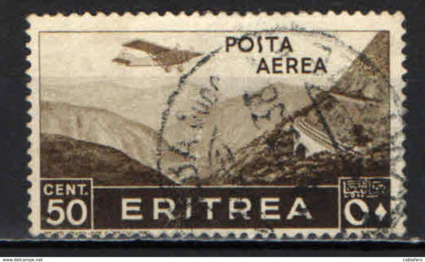 ITALIA - ERITREA - 1936 - AEREO CHE PLANA SU LINEA FERROVIARIA - USATO - Eritrea