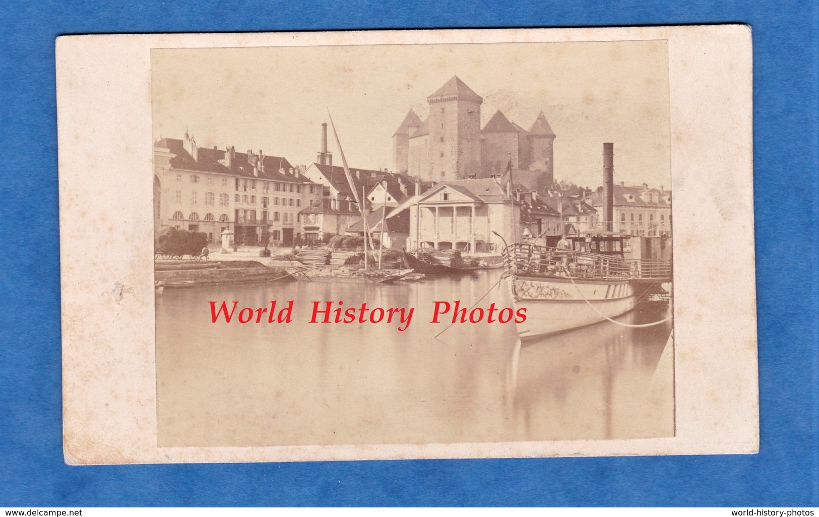 Photo Ancienne Vers 1870 - ANNECY (Haute Savoie) - Beau Bateau à Vapeur - RARE - Photographe à Identifier - Anciennes (Av. 1900)