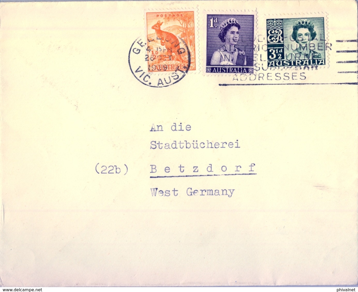 1959 , AUSTRALIA , GEELONG - BETZDORF , SOBRE CIRCULADO - Cartas & Documentos