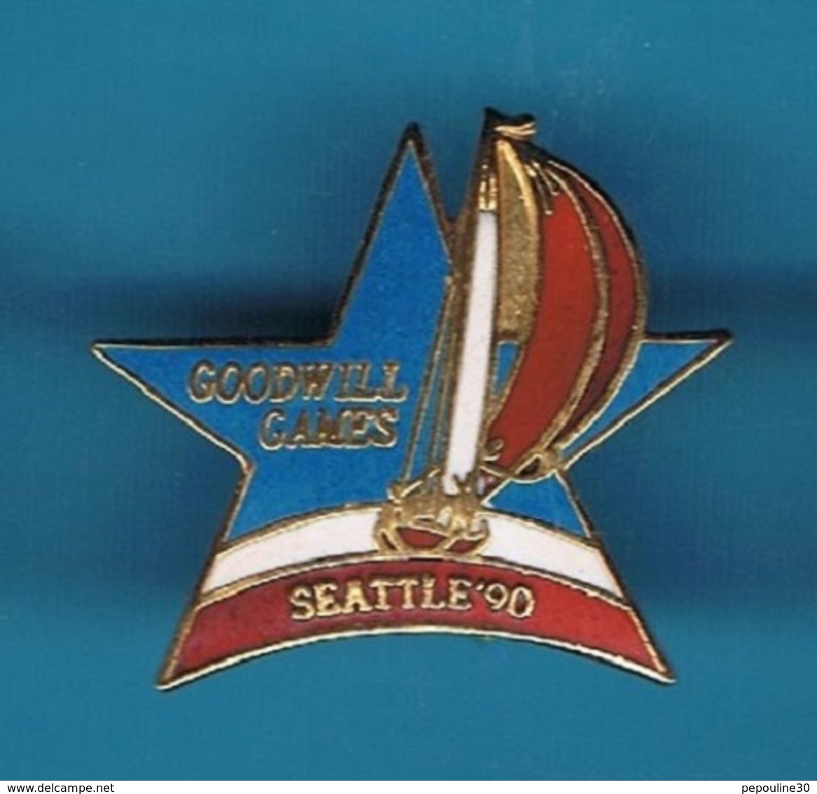 1 PIN'S  //   ** VOILE / YACHTING // GOODWILL GAMES / SEATTLE '90 ** . (© & TM SOC) - Voile