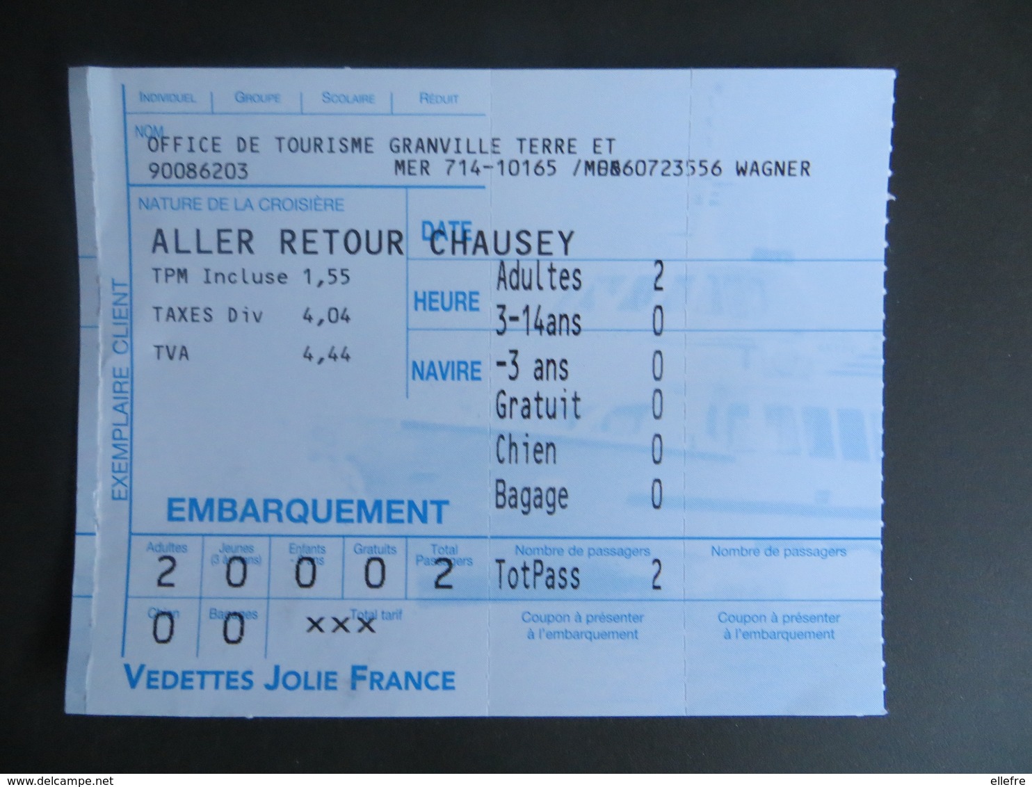 Billet De Tourisme Ticket Bateau Vedette Jolie France Granville - Iles Chausey Aller Et Retour Pub Mac Donald Au Recto - Europe