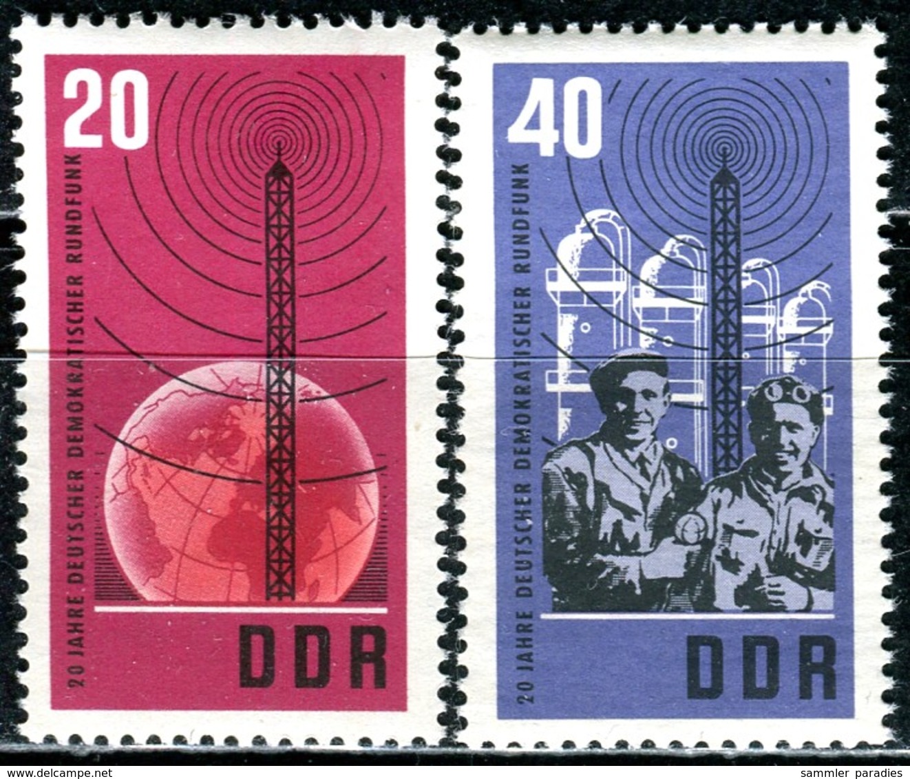 DDR - Mi 1111 / 1112 - ** Postfrisch (A) - 20-40Pf         20 Jahre DDR-Rundfunk - Ongebruikt