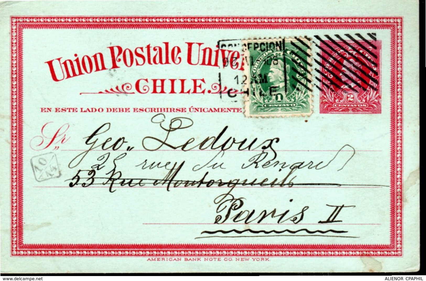 ENTIER POSTAL 1906 - - Chili