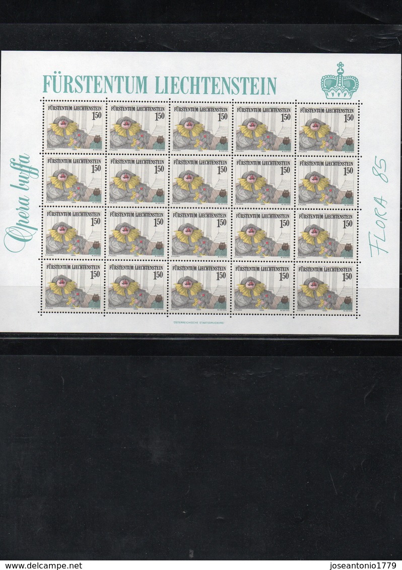 LIECHTENSTEIN AÑO 1985 SERIE IVERT 828/30, PLIEGO  "  TEATRO  "  MNH. - Otros & Sin Clasificación