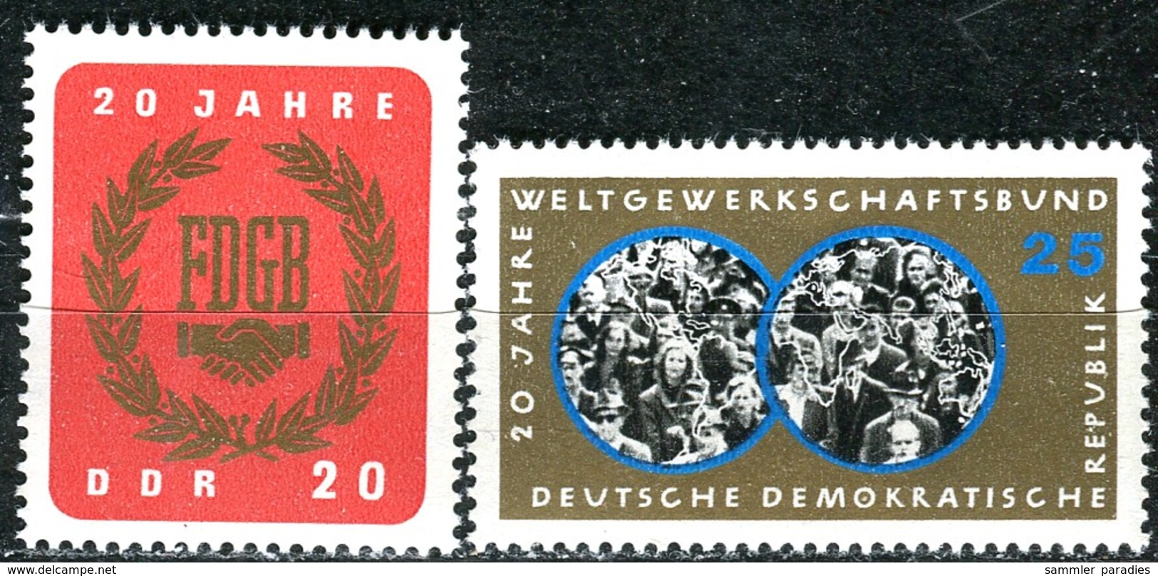 DDR - Mi 1115 / 1116 - ** Postfrisch (A) - 20-25Pf         20 Jahre FDGB - Ungebraucht