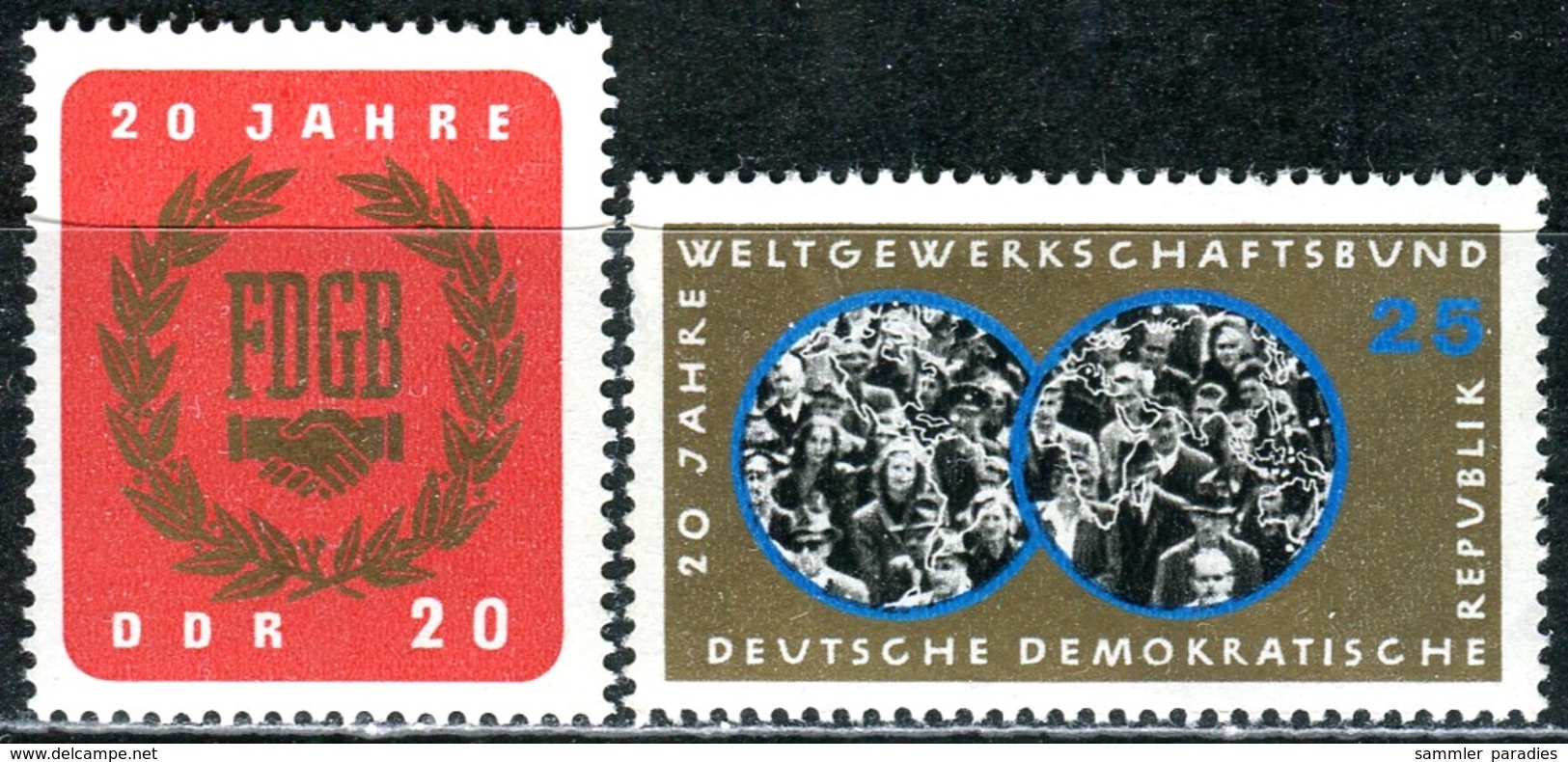 DDR - Mi 1115 / 1116 - ** Postfrisch (B) - 20-25Pf         20 Jahre FDGB - Ungebraucht