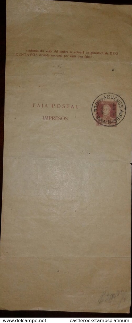 L)1929 ARGENTINA, GRAL. JOSE DE SAN MARTIN, 1/2C, RED, BUENOS AIRES, NEWSPAPER WRAPPER, CIRCULATED ARGENTINA - Other & Unclassified
