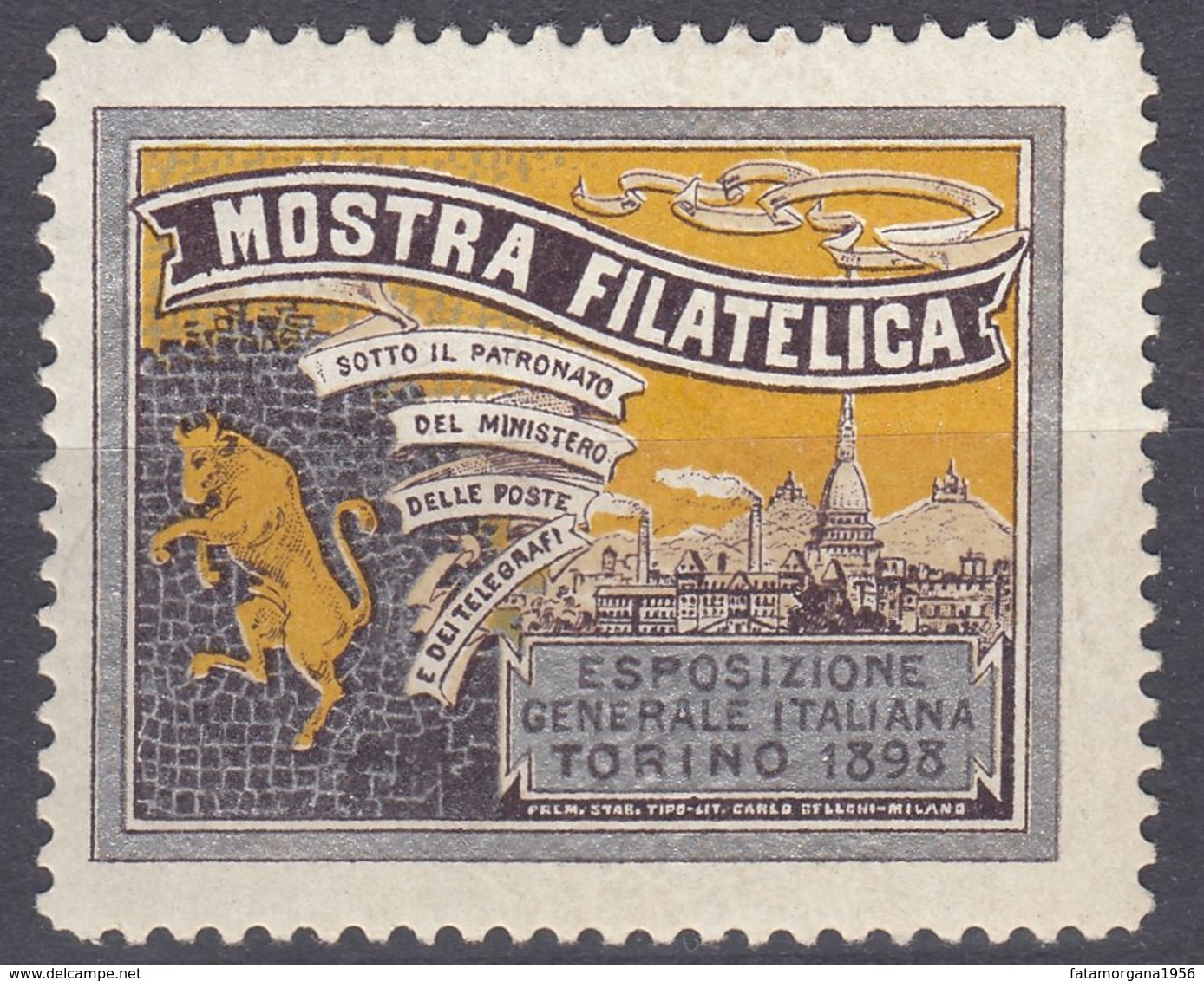 ITALIA - 1898 - Erinnofilo Nuovo MH "Mostra Filatelica Di Torino". - Altri & Non Classificati