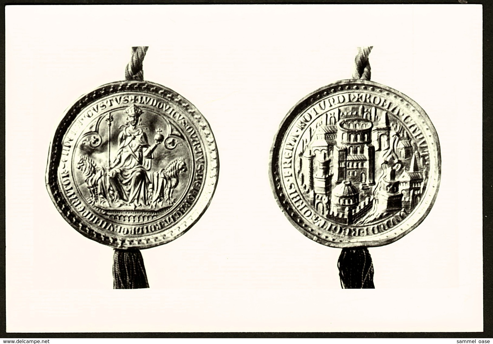 Goldbulle Kaiser Ludwigs Des Bayern 1328  -  Bayerisches Hauptstaatsarchiv  -  Ansichtskarte Ca. 1980  (9864) - Monnaies (représentations)