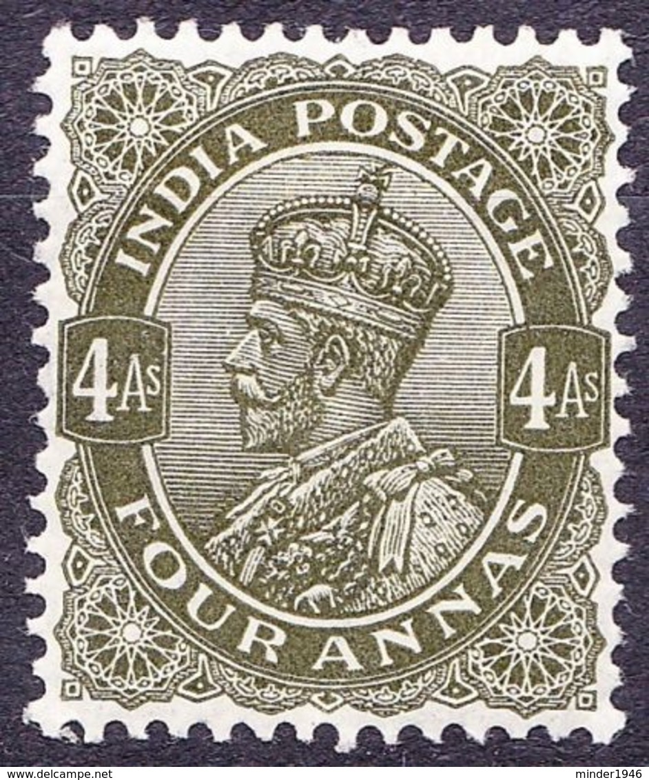 INDIA 1912 KGV 4 Anna Deep Olive SG174 MH - 1911-35 King George V