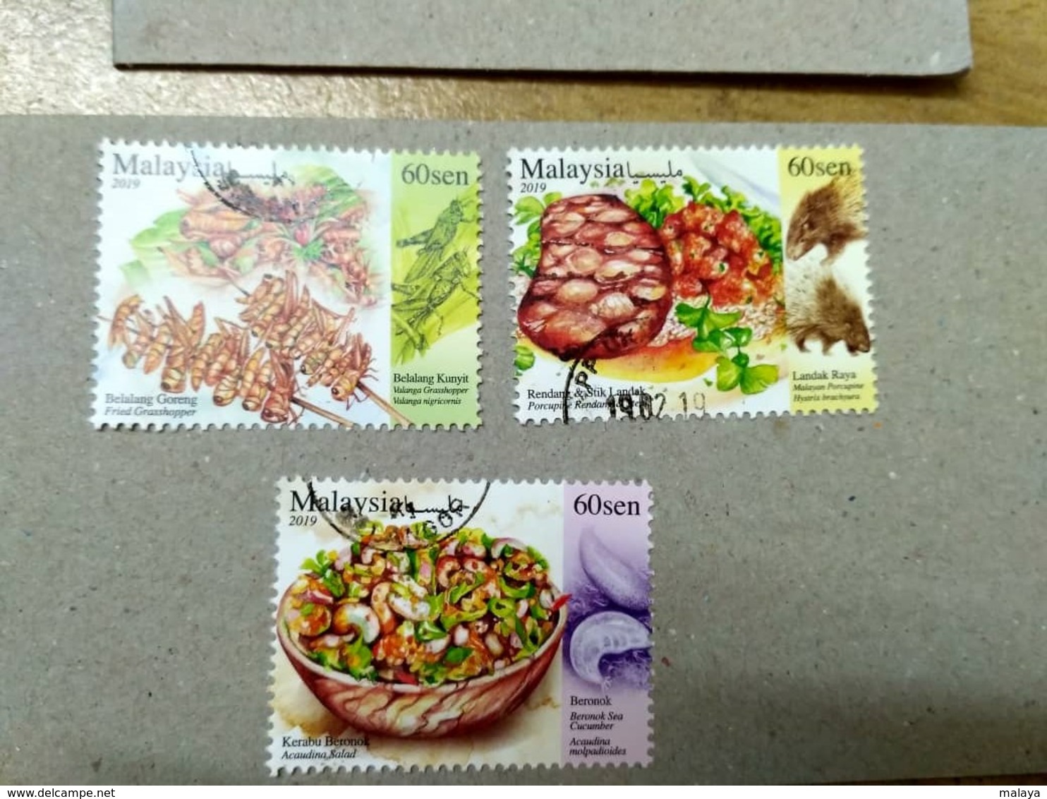 Malaysia 2019 Exotic Food Cuisine Grasshopper Porcupine Stamp Miniture MS Used Stamp Combo Set + MS Used - Maleisië (1964-...)